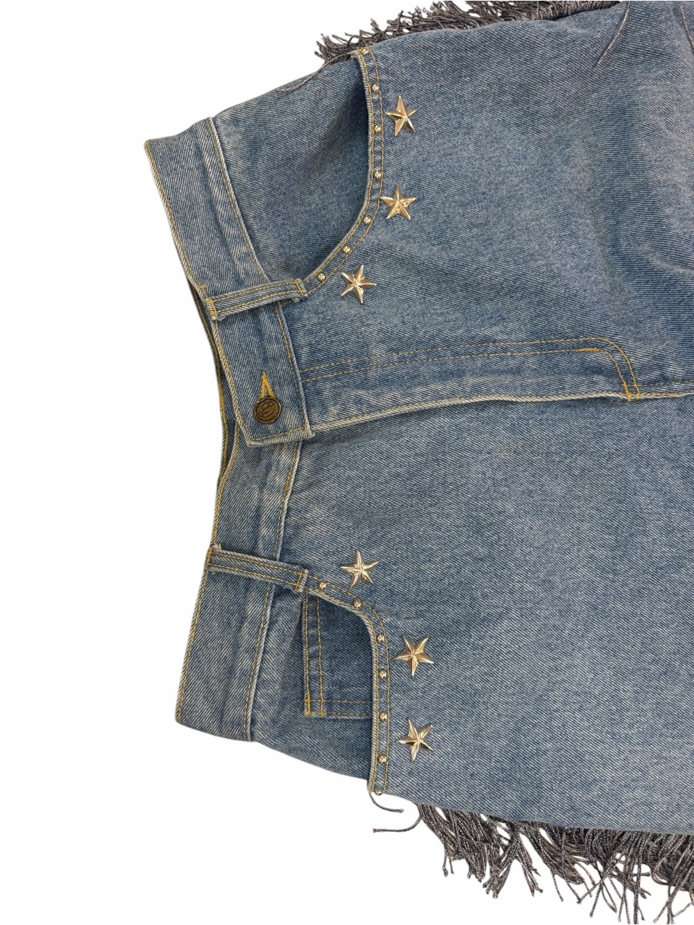 Fringe-Trim Straight-Leg Women's Jeans in Blue - Picture 4 of 12